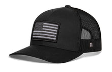 Load image into Gallery viewer, American Flag Trucker Hat | Black USA Tactical Snapback