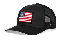 Load image into Gallery viewer, American Flag Trucker Hat | Black USA Snapback