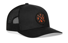 Load image into Gallery viewer, Austin Trucker Hat | Orange ATX X | Black Snapback