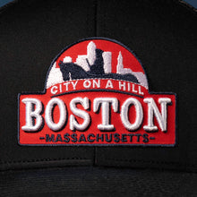 Load image into Gallery viewer, Boston City On A Hill Trucker Hat | Black Cityscape Snapback
