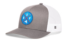 Load image into Gallery viewer, Buffalo Trucker Hat | Blue Red BUF X | Gray-White Snapback
