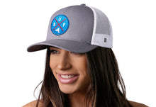 Load image into Gallery viewer, Buffalo Trucker Hat | Blue Red BUF X | Gray-White Snapback