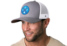 Load image into Gallery viewer, Buffalo Trucker Hat | Blue Red BUF X | Gray-White Snapback