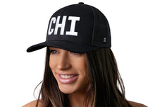 Load image into Gallery viewer, Chicago White Block Trucker Hat | Black Illinois Snapback