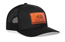 Load image into Gallery viewer, California Flag Trucker Hat Leather | Black CA Snapback