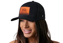Load image into Gallery viewer, California Flag Trucker Hat Leather | Black CA Snapback