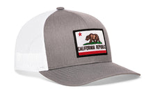 Load image into Gallery viewer, California Flag Trucker Hat | Gray-White CA Snapback