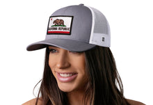 Load image into Gallery viewer, California Flag Trucker Hat | Gray-White CA Snapback