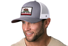 Load image into Gallery viewer, California Flag Trucker Hat | Gray-White CA Snapback