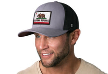 Load image into Gallery viewer, California Flag Trucker Hat | Gray-Black CA Snapback