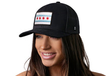 Load image into Gallery viewer, Chicago Flag Trucker Hat | Black City Snapback
