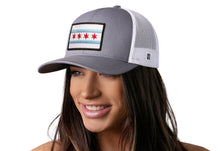 Load image into Gallery viewer, Chicago Flag Trucker Hat | Gray-White City Snapback