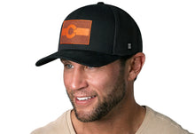 Load image into Gallery viewer, Colorado Flag Trucker Hat Leather | Black CO Snapback
