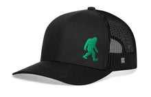 Load image into Gallery viewer, Green Bigfoot Trucker Hat | Black Sasquatch Snapback
