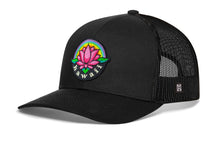 Load image into Gallery viewer, Hawaii Aloha Trucker Hat | Black HI Flower Snapback