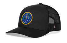 Load image into Gallery viewer, Indiana Flag Trucker Hat | Black Indiana Flag Snapback