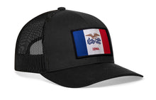 Load image into Gallery viewer, Iowa Flag Trucker Hat | Black Iowa Flag Snapback