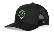 Load image into Gallery viewer, Kiss Me I'm Irish Trucker Hat | Black Shamrock Snapback