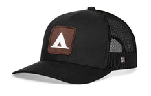 Load image into Gallery viewer, Tent Trucker Hat | Black Campground Trail Signs Snapback