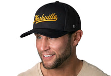 Load image into Gallery viewer, Nashville Gold Script Trucker Hat | Black Tennessee Snapback