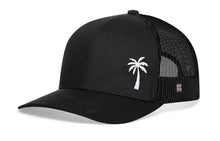 Load image into Gallery viewer, Palm Tree Trucker Hat | Black Island Snapback