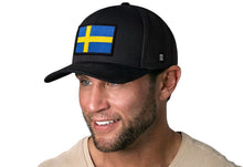 Load image into Gallery viewer, Swedish Flag Trucker Hat | Black Sweden Snapback