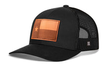 Load image into Gallery viewer, Texas Flag Trucker Hat Leather | Black Texas Flag Snapback