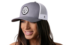 Load image into Gallery viewer, Austin Trucker Hat | Gray-White ATX X Snapback