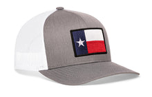 Load image into Gallery viewer, Texas Flag Trucker Hat | Gray-White TX Snapback
