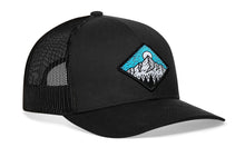 Load image into Gallery viewer, Diamond Mountain and Trees Trucker Hat | Black Outdoors Snapback