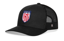 Load image into Gallery viewer, USA Shield Trucker Hat | Black America Snapback