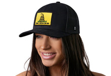 Load image into Gallery viewer, Dont Tread On Me Trucker Hat | Black Gadsden Flag Yellow Snapback