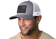 Load image into Gallery viewer, Thin Red Line Trucker Hat | Gray-White Fire Tactical Snapback