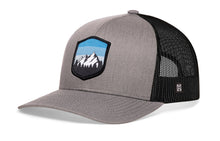 Load image into Gallery viewer, Mountains and Sky Trucker Hat | Gray-Black Outdoors Snapback