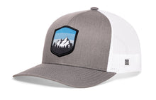Load image into Gallery viewer, Mountains and Sky Trucker Hat | Gray-White Outdoors Snapback