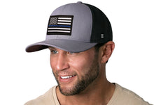 Load image into Gallery viewer, Thin Blue Line Trucker Hat | Gray-Black Police Snapback