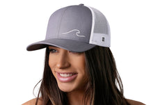 Load image into Gallery viewer, Wave Trucker Hat | Gray-White Beach Snapback