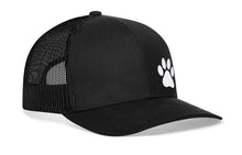 Load image into Gallery viewer, Paw Trucker Hat | Black Animal Print Snapback