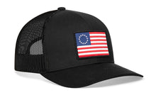 Load image into Gallery viewer, Betsy Ross Flag Trucker Hat | Black USA Snapback