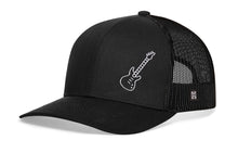Load image into Gallery viewer, Electric Bass Trucker Hat | Black Electric Guitar Snapback