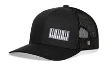 Load image into Gallery viewer, Piano Keys Trucker Hat | Black Piano Snapback