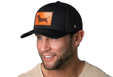 Load image into Gallery viewer, Dachshund Trucker Hat Leather | Black Dog Snapback