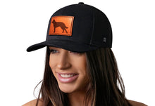 Load image into Gallery viewer, German Shepherd Trucker Hat Leather | Black Dog Snapback