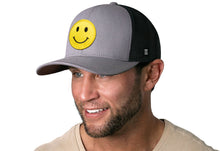 Load image into Gallery viewer, Smiley Face Trucker Hat | Gray-Black Emoji Snapback