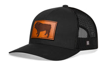 Load image into Gallery viewer, English Bulldog Trucker Hat Leather | Black Dog Snapback