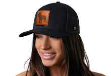 Load image into Gallery viewer, French Bulldog Trucker Hat Leather | Black Dog Snapback