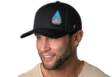 Load image into Gallery viewer, Rainddrop Mountain and Trees Trucker Hat | Black Outdoors Snapback