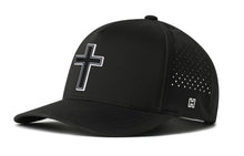 Load image into Gallery viewer, Cross Performance 5-Panel Hat | Black PVC Christian Flexfit® Snapback
