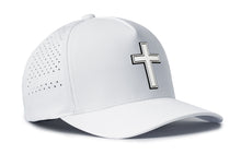 Load image into Gallery viewer, Cross Performance 5-Panel Hat | White PVC Christian Flexfit® Snapback