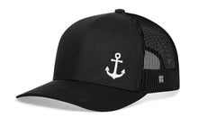Load image into Gallery viewer, Anchor Trucker Hat | Black Boating Snapback